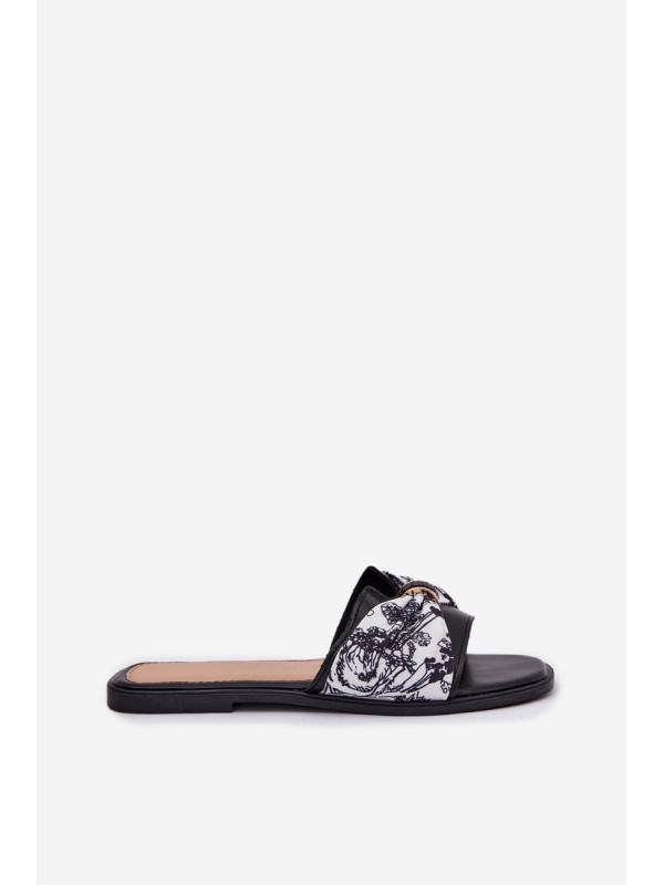 Womens Flat Sandals With Bow Black Avenza