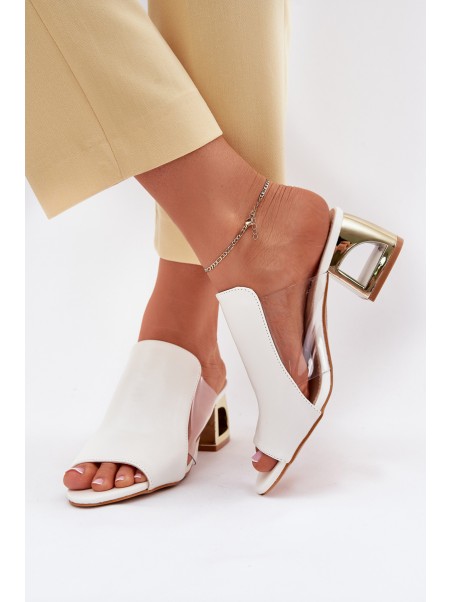 Women's Heeled Slippers White Tessira