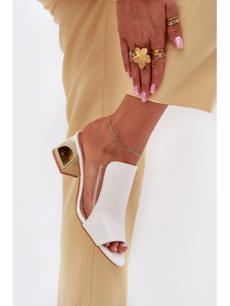 Women's Heeled Slippers White Tessira