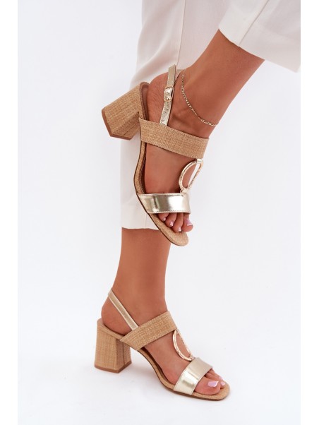 Heeled Sandals Gold Afleeria