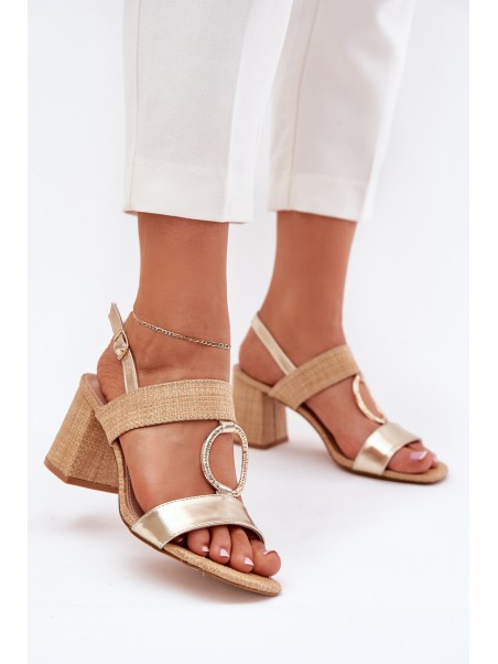 Heeled Sandals Gold Afleeria