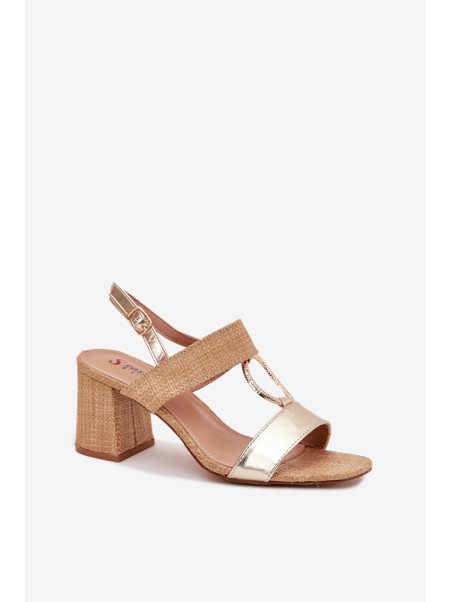 Heeled Sandals Gold Afleeria