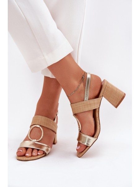 Heeled Sandals Gold Afleeria