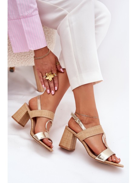 Heeled Sandals Gold Afleeria