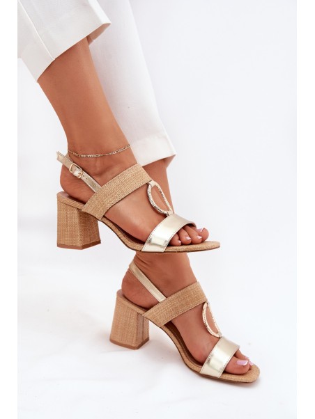 Heeled Sandals Gold Afleeria