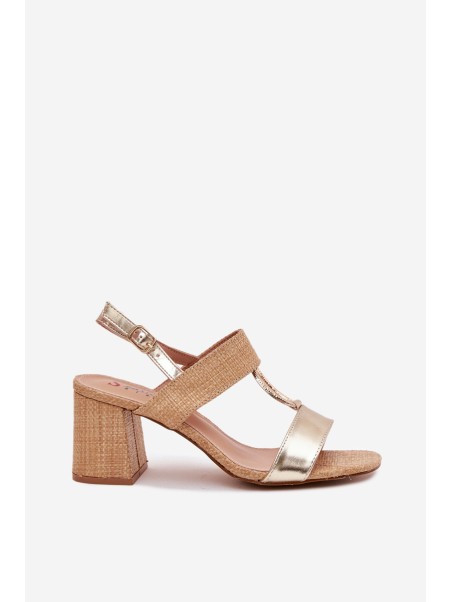 Heeled Sandals Gold Afleeria
