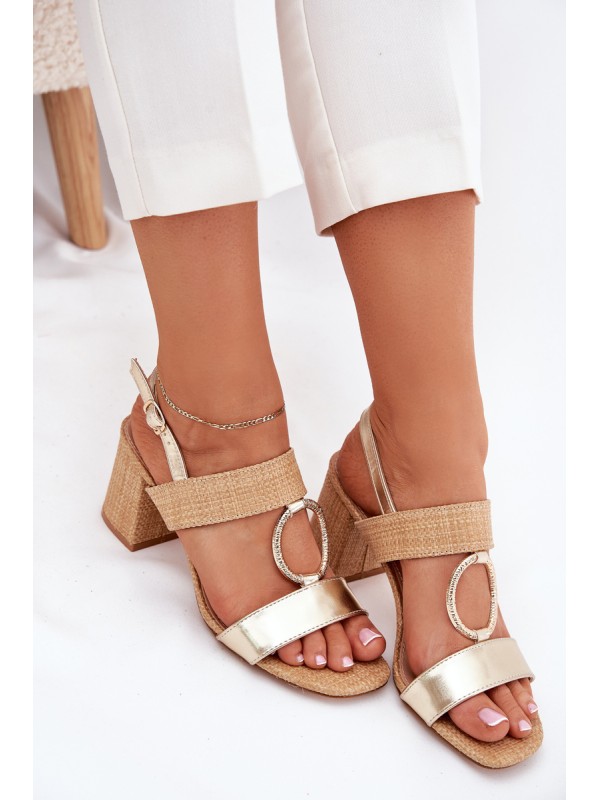 Heeled Sandals Gold Afleeria