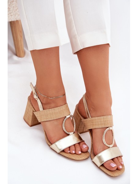 Heeled Sandals Gold Afleeria