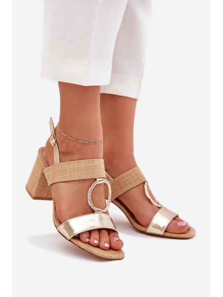Heeled Sandals Gold Afleeria