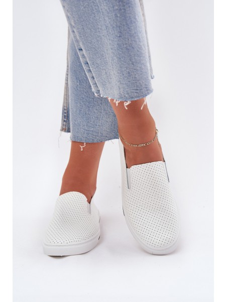 Slip On Eco Leather Women's Sneakers Sneakers With Text White Zalinne