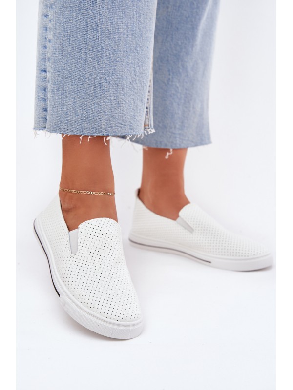 Slip On Eco Leather Women's Sneakers Sneakers With Text White Zalinne