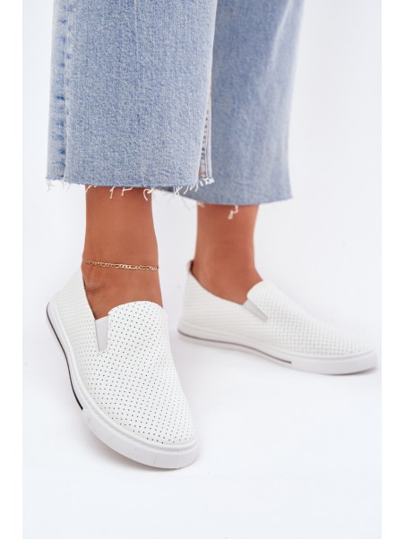 Slip On Eco Leather Women's Sneakers Sneakers With Text White Zalinne