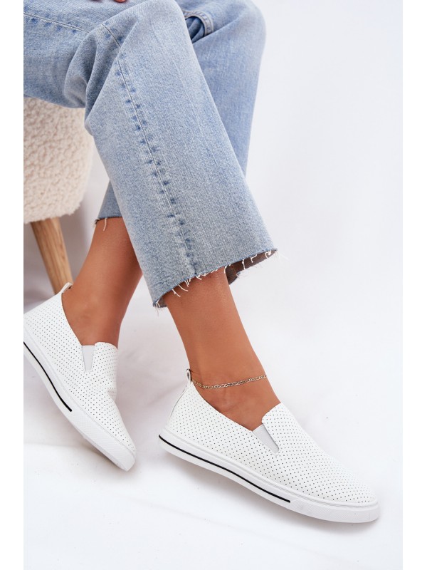 Slip On Eco Leather Women's Sneakers Sneakers With Text White Zalinne