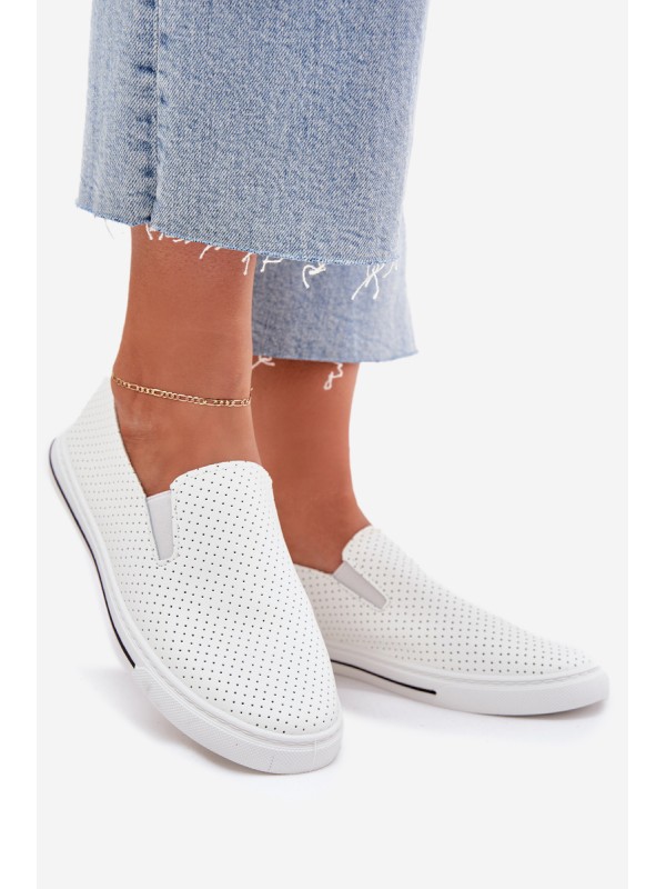 Slip On Eco Leather Women's Sneakers Sneakers With Text White Zalinne