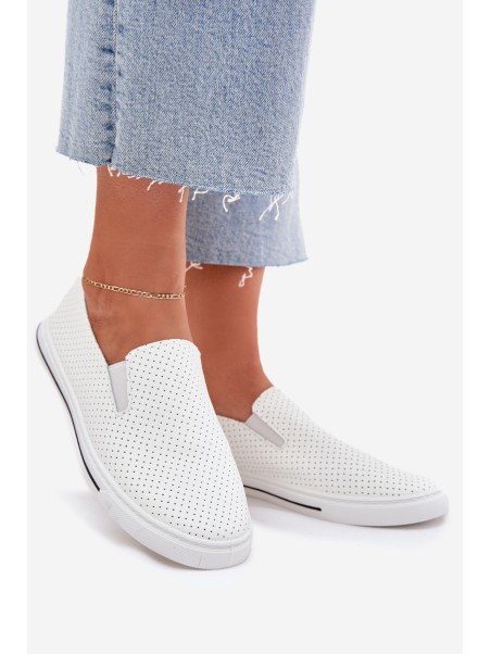 Slip On Eco Leather Women's Sneakers Sneakers With Text White Zalinne
