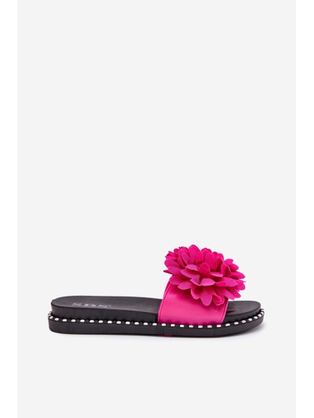 Ladies slippers adorned with flowers fuchsia Cellanen