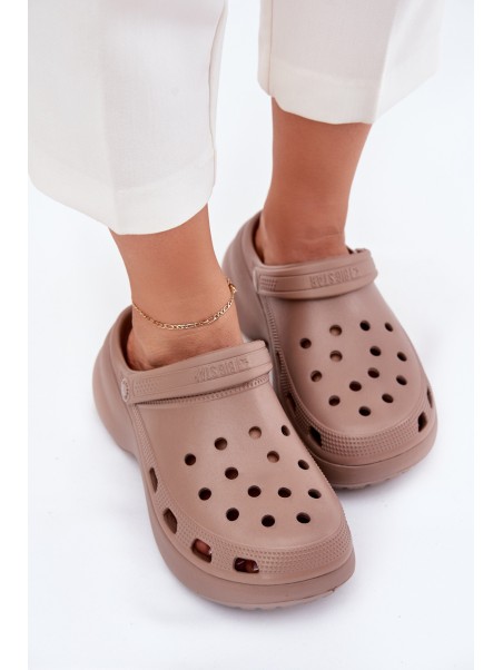 Women's Foam Sandals On Massive Sole Big Star RR274A121 Dark Beige