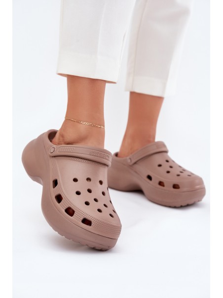 Women's Foam Sandals On Massive Sole Big Star RR274A121 Dark Beige