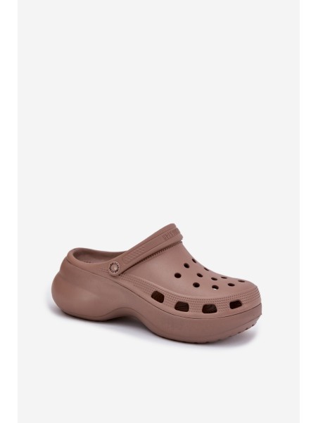 Women's Foam Sandals On Massive Sole Big Star RR274A121 Dark Beige