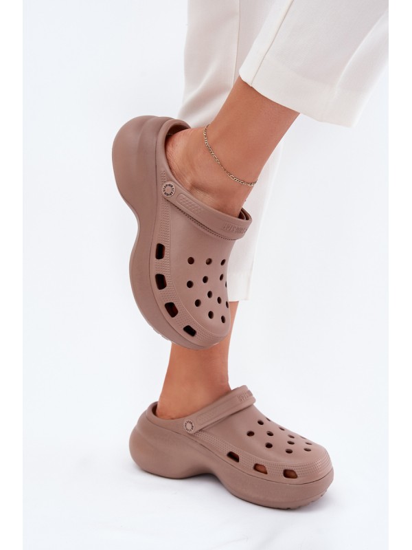 Women's Foam Sandals On Massive Sole Big Star RR274A121 Dark Beige