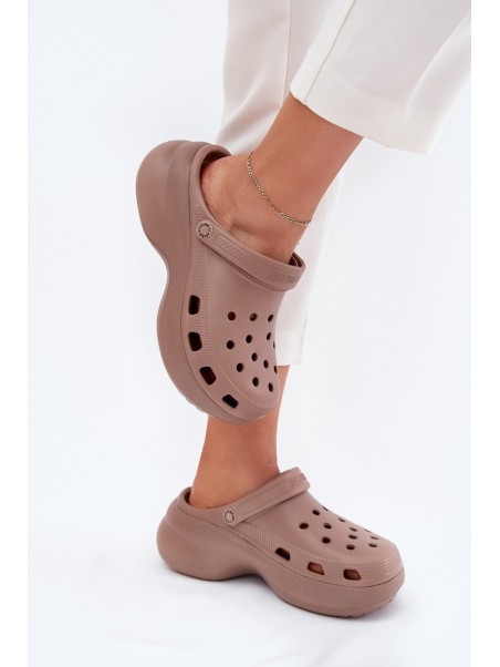 Women's Foam Sandals On Massive Sole Big Star RR274A121 Dark Beige