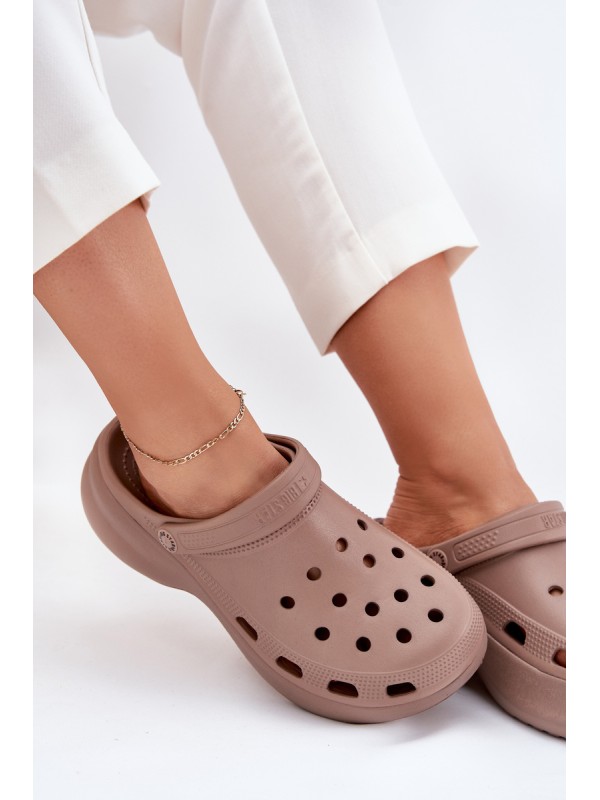 Women's Foam Sandals On Massive Sole Big Star RR274A121 Dark Beige