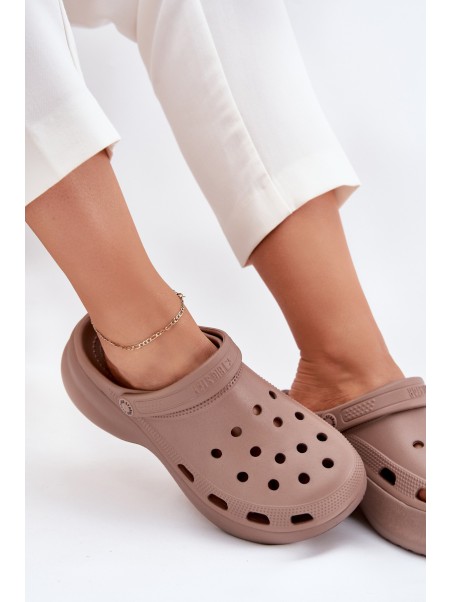 Women's Foam Sandals On Massive Sole Big Star RR274A121 Dark Beige