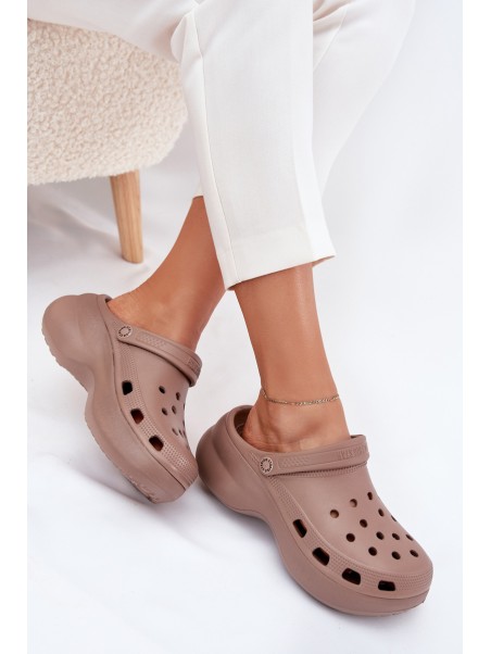 Women's Foam Sandals On Massive Sole Big Star RR274A121 Dark Beige