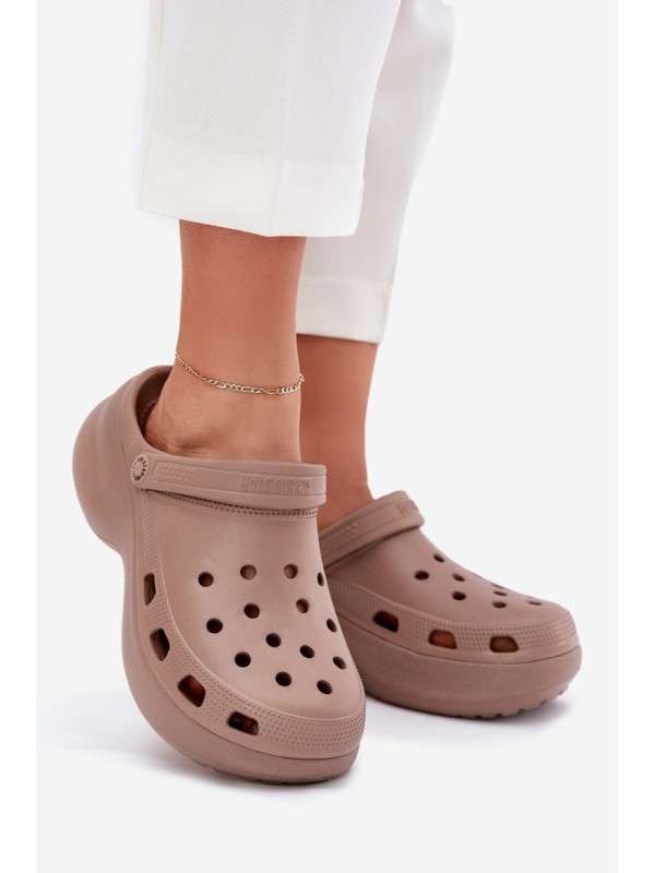 Women's Foam Sandals On Massive Sole Big Star RR274A121 Dark Beige