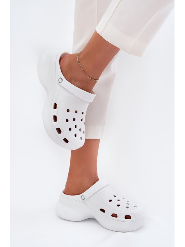 Women's Foam Slippers On Massive Sole Big Star RR274A119 White Women's Foam Slippers On Massive Sole Big Star RR274A119 White
