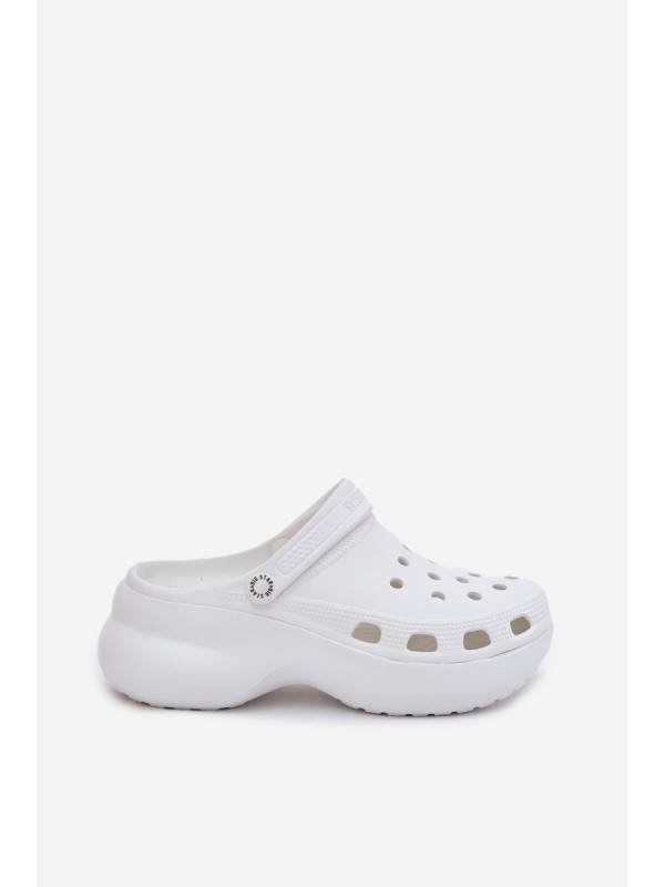 Women's Foam Slippers On Massive Sole Big Star RR274A119 White Women's Foam Slippers On Massive Sole Big Star RR274A119 White