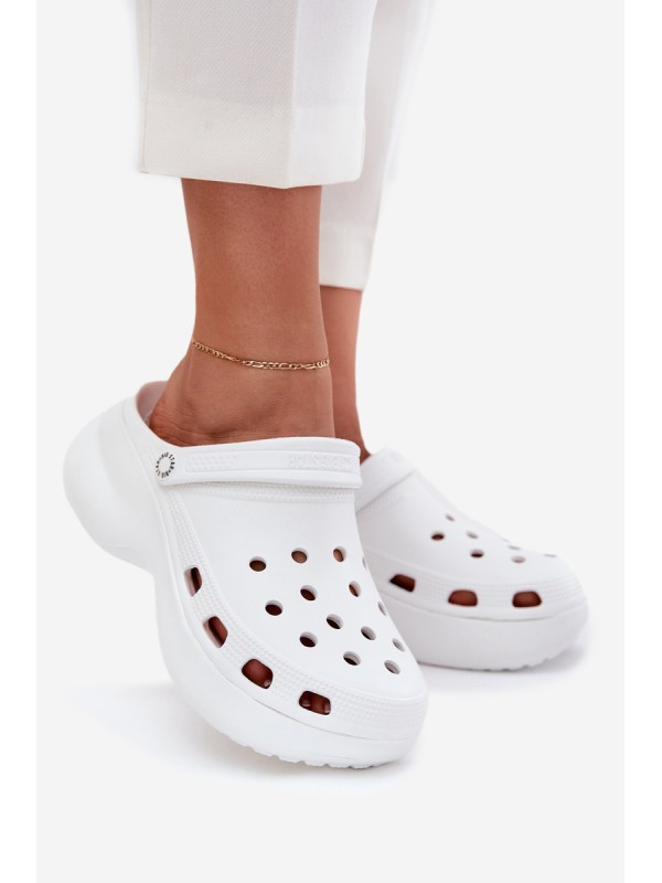 Women's Foam Slippers On Massive Sole Big Star RR274A119 White Women's Foam Slippers On Massive Sole Big Star RR274A119 White