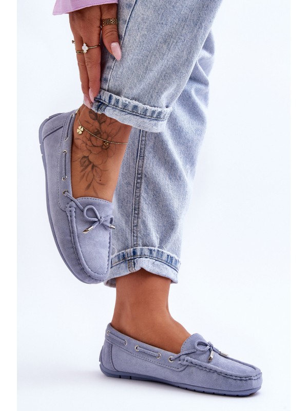 Women's Suede Moccasins Blue Si Passione