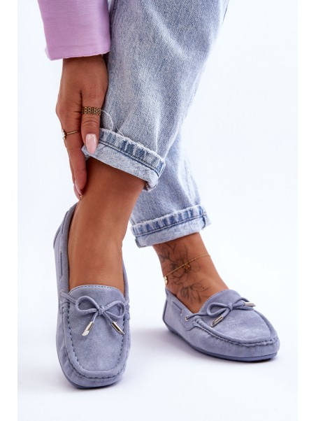 Women's Suede Moccasins Blue Si Passione