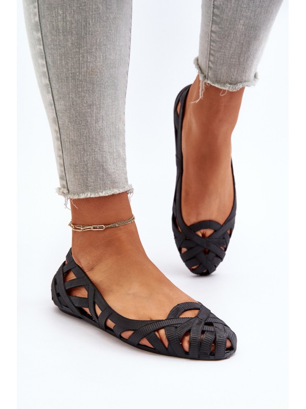 Women's Rubber Ballerina Flats Black Salam