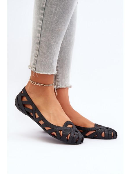 Women's Rubber Ballerina Flats Black Salam