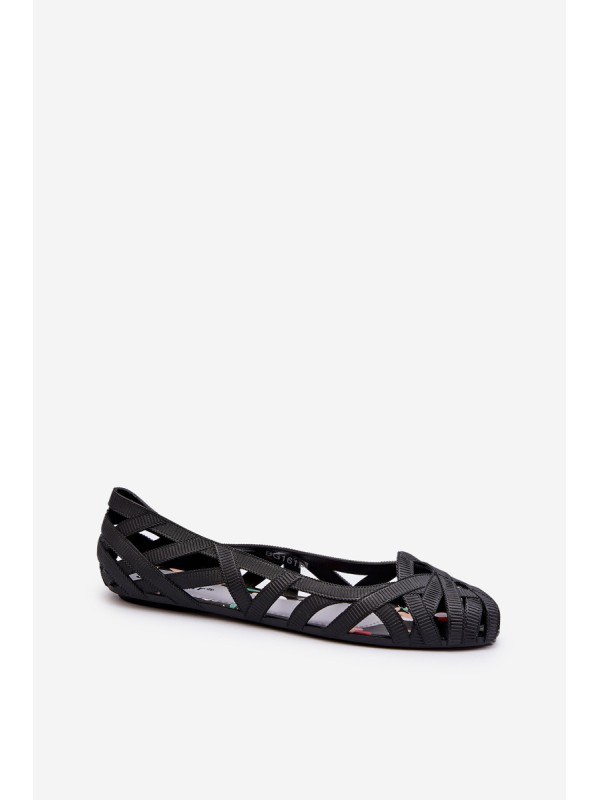 Women's Rubber Ballerina Flats Black Salam