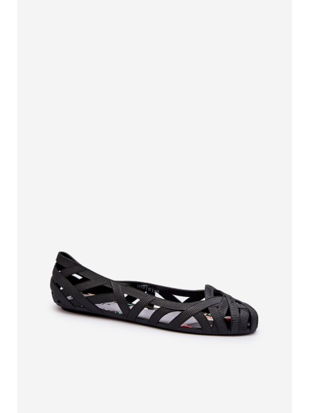 Women's Rubber Ballerina Flats Black Salam