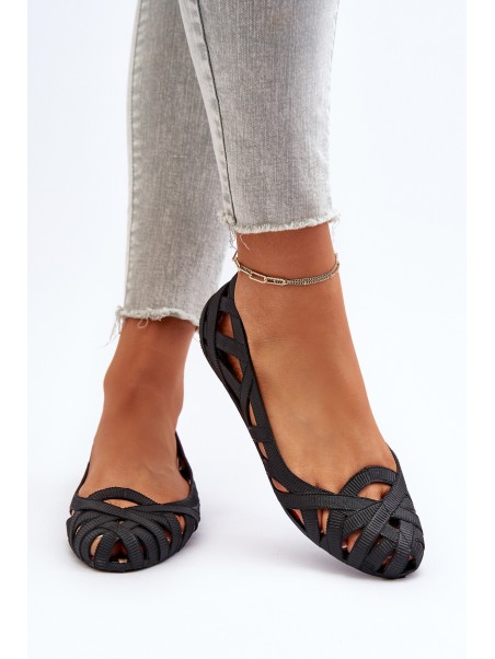 Women's Rubber Ballerina Flats Black Salam