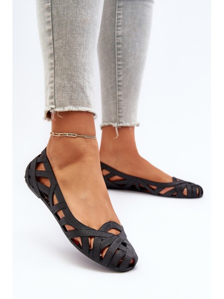 Women's Rubber Ballerina Flats Black Salam