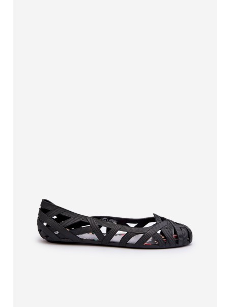 Women's Rubber Ballerina Flats Black Salam