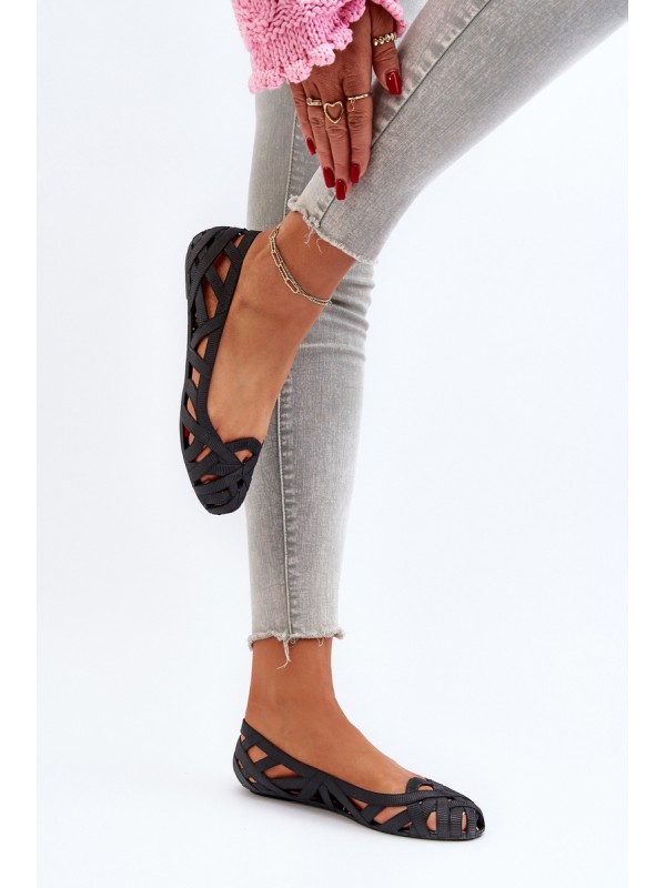Women's Rubber Ballerina Flats Black Salam
