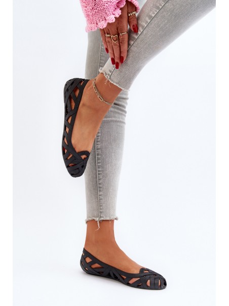 Women's Rubber Ballerina Flats Black Salam