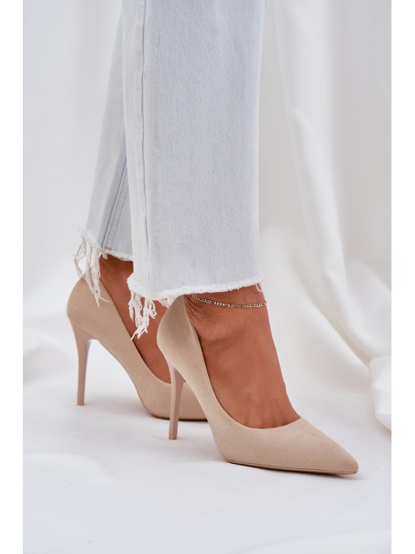 Classic High Heels Made Of Eco Suede Light Beige Navinda