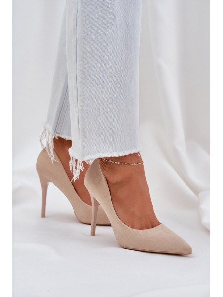 Classic High Heels Made Of Eco Suede Light Beige Navinda