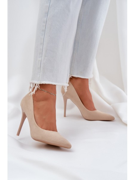 Classic High Heels Made Of Eco Suede Light Beige Navinda