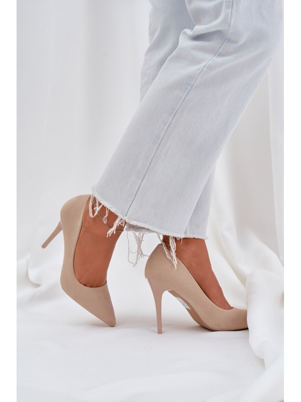 Classic High Heels Made Of Eco Suede Light Beige Navinda