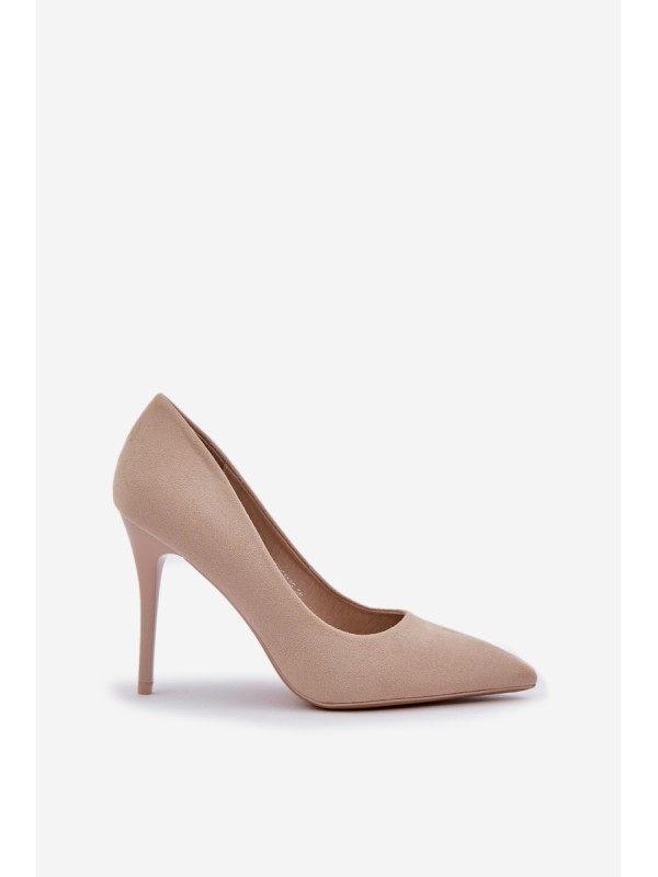 Classic High Heels Made Of Eco Suede Light Beige Navinda
