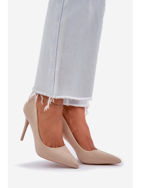 Classic High Heels Made Of Eco Suede Light Beige Navinda