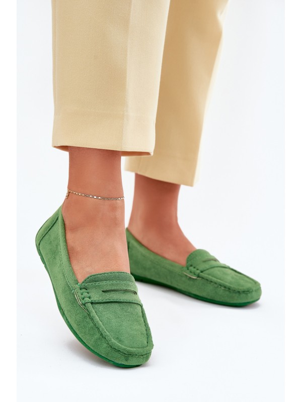 Women's Suede Moccasins Green Lenvie